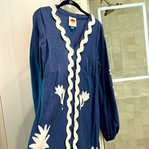 Farm Rio resort style blue dress, size small